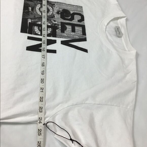 Beau Souci White Essential Cotton SEVEN Crew Neck Short Sleeve T-Shirt Large - Picture 4 of 7